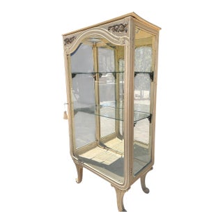 1910s Antique Apothecary Medical Display Cabinet With Beveled Glass For Sale