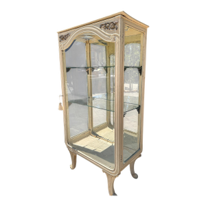 1910s Antique Apothecary Medical Display Cabinet With Beveled Glass