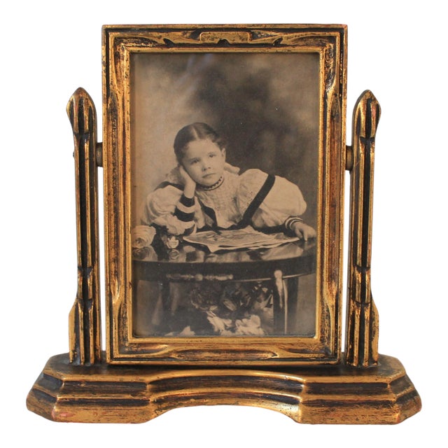 Antique Gilt-Wood Swivel Tabletop Photo Frame For Sale