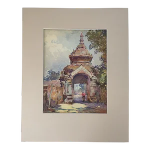 Vintage Matted Lithograph View of Indo-China by Marius Hubert-Robert, 1933