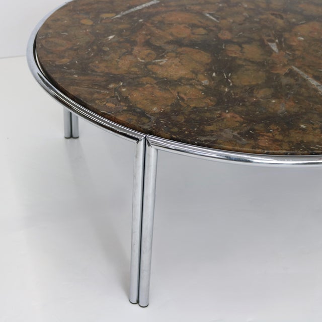 1950s 1950s Italian Modernist Cocktail Table with Fossil Marble Top For Sale - Image 5 of 8