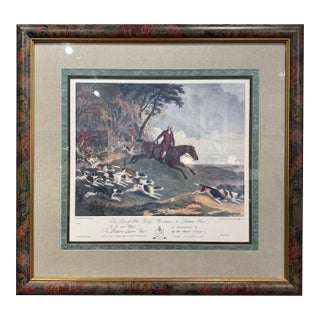 Mid-20th Century English Hand-Colored Fox Hunting Print After r.b. Davis For Sale