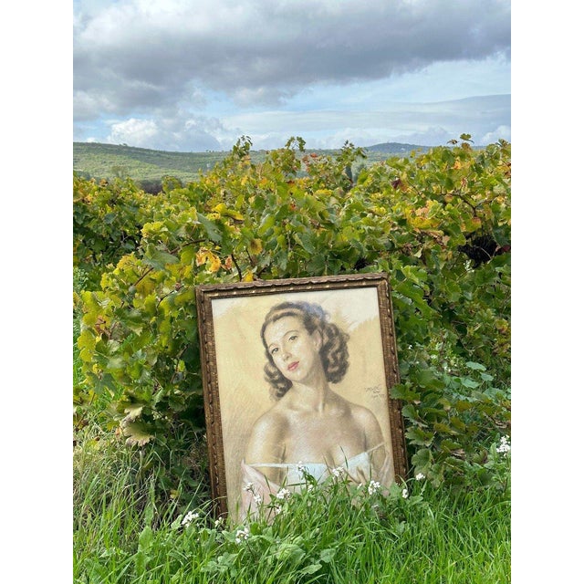 Female Portrait, 1939, Pastel on Paper, Framed For Sale - Image 7 of 7