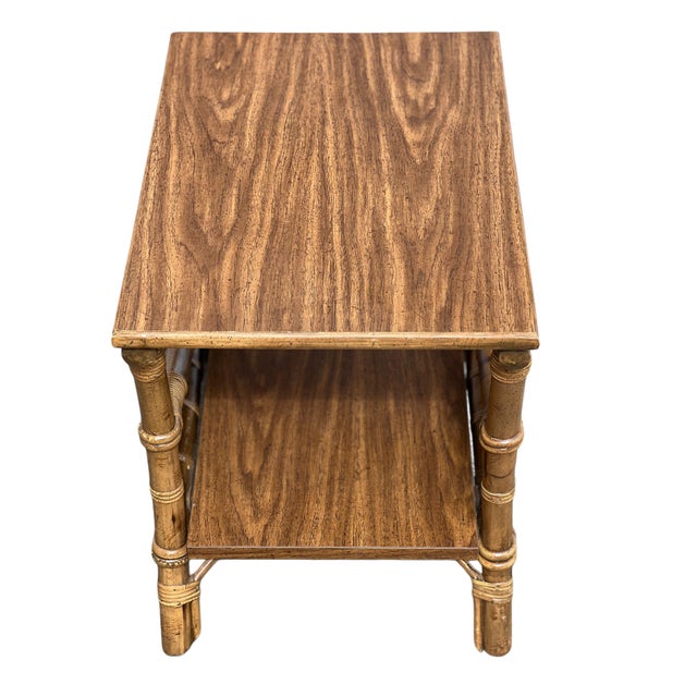 Ficks Reed Ficks Reed Style Scorched Bamboo/Rattan Side Table/Bedside Table For Sale - Image 4 of 8