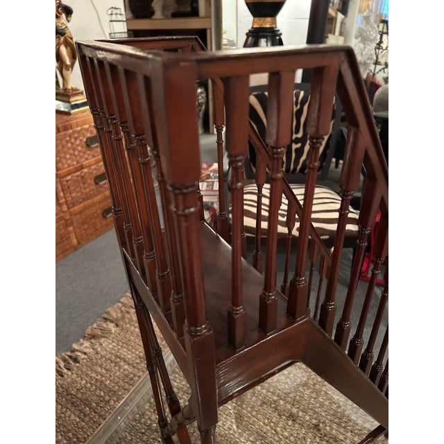 Beautiful mahogany architectural model of a staircase with ball finials and casters on the back. Looks great as a classy...