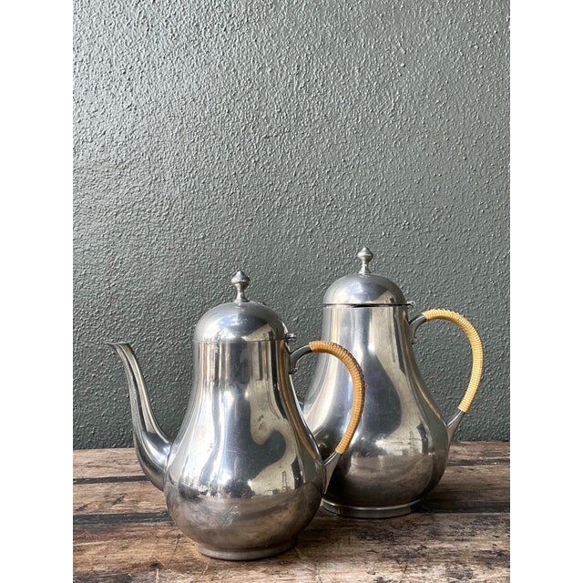 Vintage Wrapped Rattan Coffee Pots - Set of 2 For Sale - Image 12 of 12