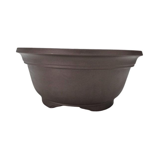 Late 20th Century Chinese Tokoname Yixing Clay Bonsai Pot Round Basin Planter 11.5" For Sale - Image 5 of 10