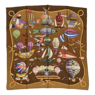 Hermès “Les Folies Du Ciel” Silk Scarf With Hot Air Balloons, France, Boxed For Sale