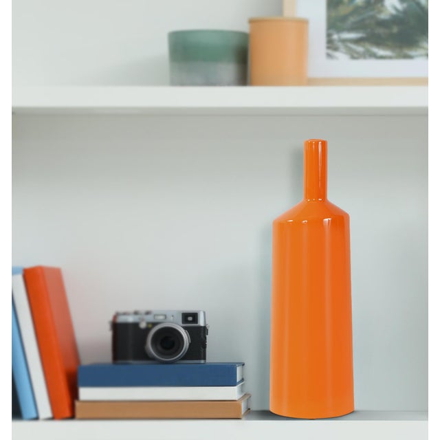 Orange Valencia Askewed Short Bottle Vase For Sale - Image 11 of 11