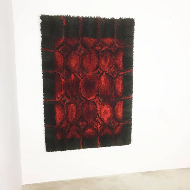 Mid-Century Modern Vintage Modernist Wall Rya Rug by Helena Koskiivaara for Wetterhoff, Finland, 1960s For Sale - Image 3 of 11