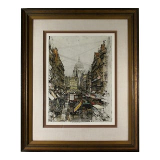 Luigi Kasimir Fleet Street, London C. 1925 Original Print For Sale