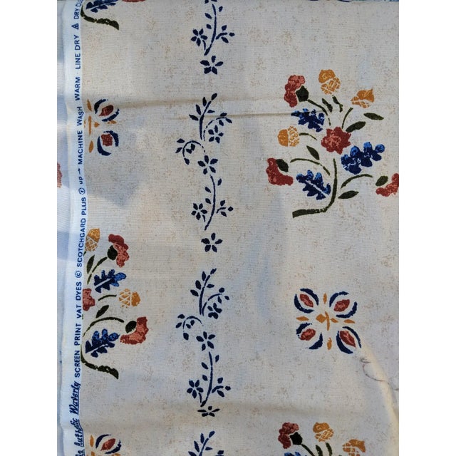 Vintage English Cottage Block Print Style Schumacher Fabric 1.8 Yards For Sale In Charlotte - Image 6 of 15