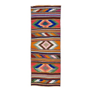 1960s Vintage Turkish Kilim Multicolor Handmade Tribal Wool Rug For Sale