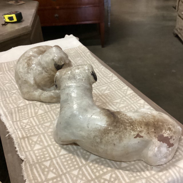 Pair of Mid 20th Century British Colonial Resting White Dogs For Sale In Atlanta - Image 6 of 11