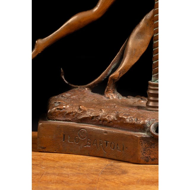 Bronze Vintage Figural Art Deco Bronze Table Lamp For Sale - Image 8 of 11