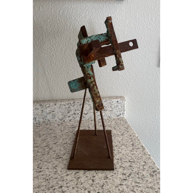 1970s Mid 20th Century Expressionist Abstract Brutalist Sculpture, Welded Steel, 16” High For Sale - Image 5 of 10