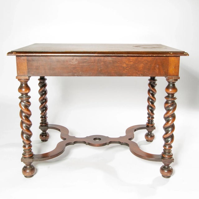 Barley Twist End or Side Table with Exquisite Inlay Marquetry Top and Drawer For Sale - Image 10 of 13