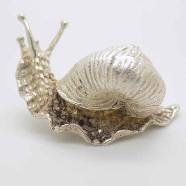 1960s Vintage Italian Handmade Genuine Silver Life Size Snail Solid Figurine, Made in Vicenza (Vi, Italy) For Sale - Image 5 of 11