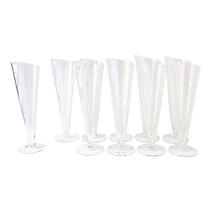 Italian Champagne Flutes Glasses Designer Carlo Moretti, Set of 10, 2 Sets Avail