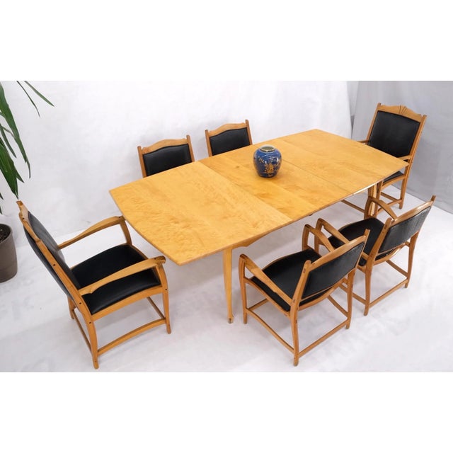 Mid 20th Century Solid Curly Maple Table with 6 Chairs Hand Made Jointly Studio Dining Set - 7 Pieces For Sale - Image 11 of 13