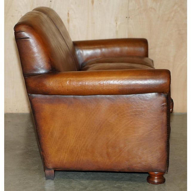 Animal Skin Vintage English Sofa and Chairs in Brown Leather, Set of 3 For Sale - Image 7 of 18