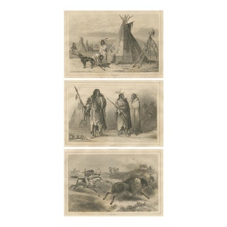 Plains Indigenous Life and Buffalo Hunt, 1800s, Paper For Sale