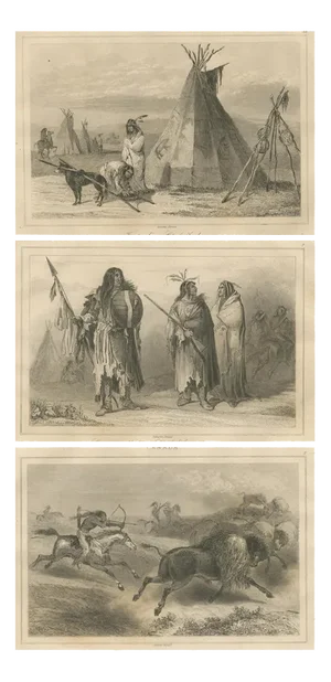 Plains Indigenous Life and Buffalo Hunt, 1800s, Paper