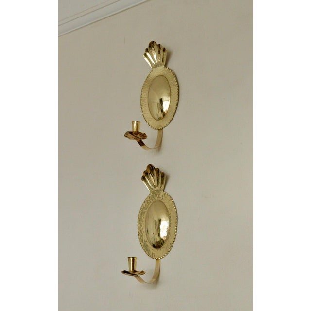 Mid-Century Modern Mid-Century Swedish Hammered Brass Sconces by Sonja Nashult, 1957, Set of 2 For Sale - Image 3 of 16