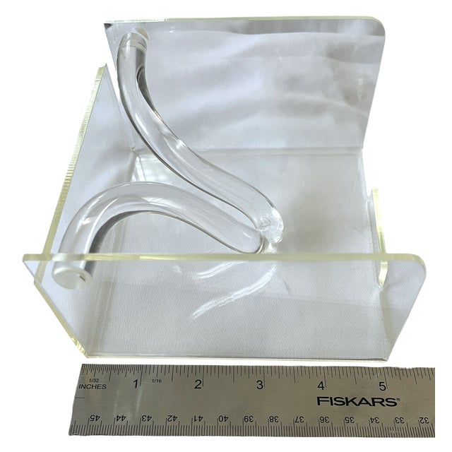 Vintage Sculptural Lucite Cocktail Napkin Holder With Curved Swing Arm For Sale - Image 9 of 11