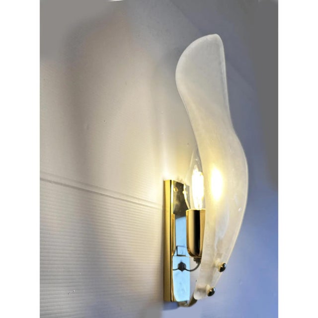 Contemporary Italian Sanded Leaf Murano Glass Wall Sconces by Simoeng for Simoeng, Set of 2 For Sale - Image 3 of 7