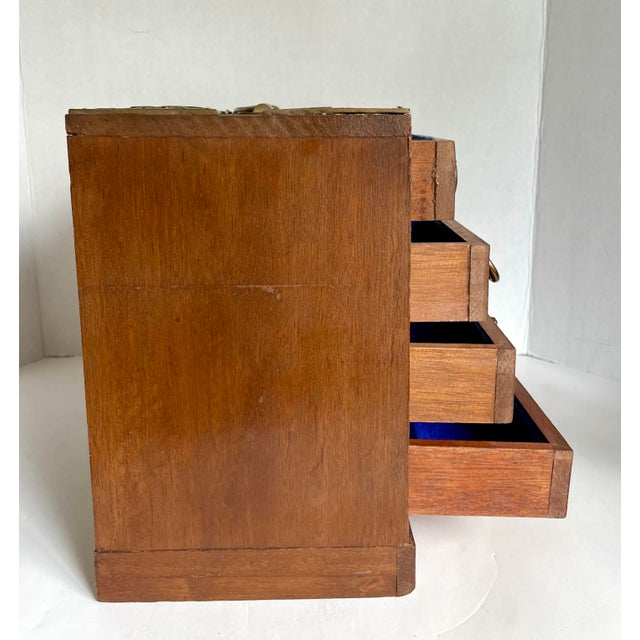 Vintage Japanese Tansu Wood & Brass Six-Drawer Jewelry Chest For Sale In Los Angeles - Image 6 of 12