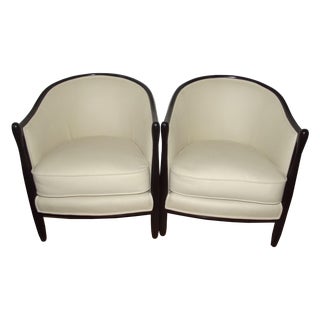 French Art Deco Barrel Back Bergeres - A Pair For Sale