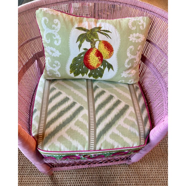 Pair of Pink Wicker Chairs Palm Beach Style For Sale - Image 13 of 14