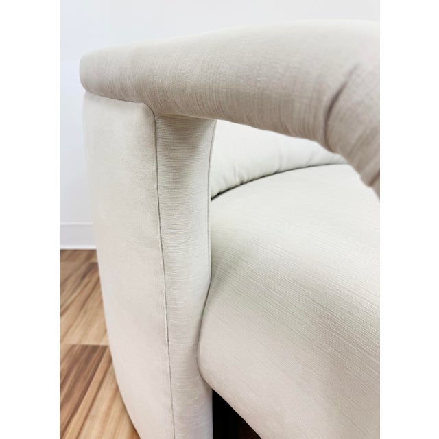 Newly Upholstered Ivory Channeled Velvet Rounded Back Parsons Chair For Sale - Image 10 of 11
