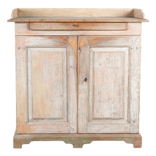 19th Century Swedish Original Hand-Painted Pine Sideboard Buffet Cabinet For Sale