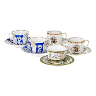 Porcelain Tea Cups and Saucers from Vista Alegre, Set of 10 For Sale