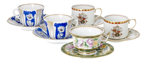 Porcelain Tea Cups and Saucers from Vista Alegre, Set of 10