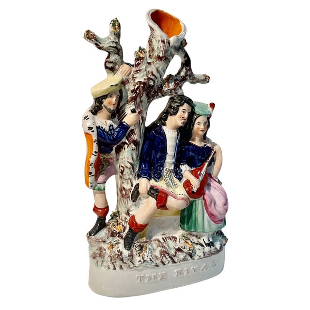 English 19th Century English Staffordshire Spill Vase the Reveal For Sale - Image 3 of 8