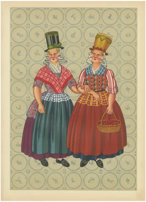 Gratiane de Gardilanne and Elizabeth Whitney Moffatt, Frisian Women in Tall Sunday Hats and Checked Aprons, 1932, Print