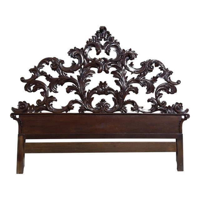 Mid 20th Century Italian Carved Wood King Size Headboard Chairish