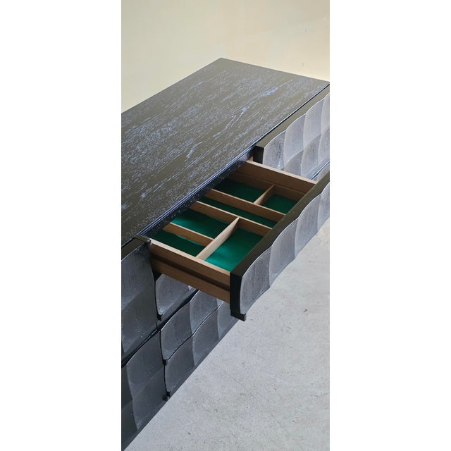 Black Brutalist Credenza in Black Stained Oak by J. Batenburg for MI Belgium, 1970s For Sale - Image 8 of 16
