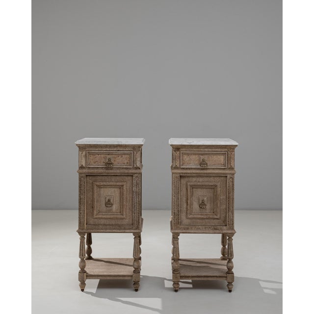 Late 19th Century 1890s French Louis XVI Bedside Tables With Marble Tops - A Pair For Sale - Image 5 of 18