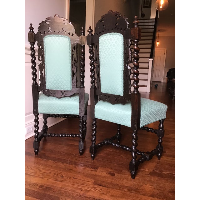 Victorian Oak Green Man Chairs A Pair Chairish