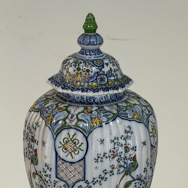 Set of Three Antique Boch Frères Keramis Hand-Painted Lidded Vases For Sale In Dallas - Image 6 of 18
