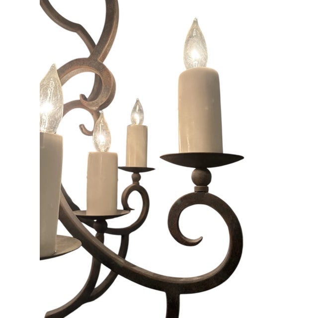 Spanish Revival 1990s Arte De Mexico Wrought Iron 12 Light Chandelier For Sale - Image 3 of 4