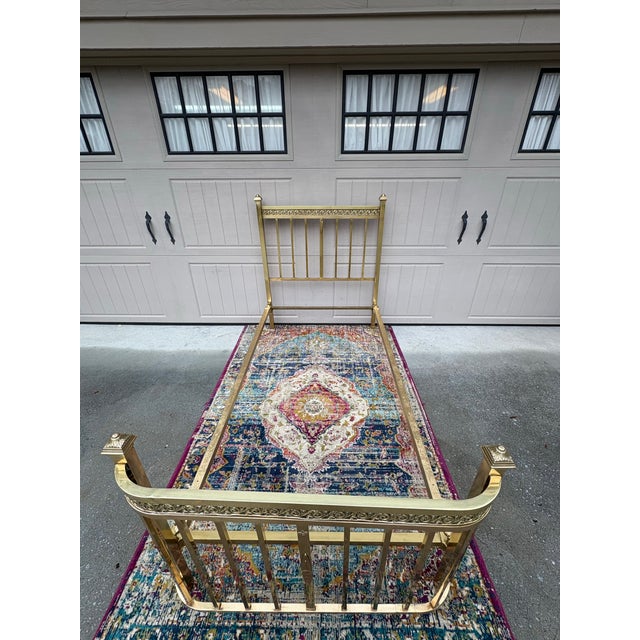 Metal Vintage Twin Size Brass Bed For Sale - Image 7 of 14