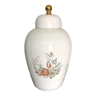 Modern Contemporary Large Porcelain Ginger Jar With Floral Decoration For Sale