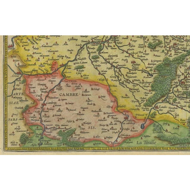 Hand-Colored French-Belgian Border Map, 1590 For Sale - Image 4 of 10