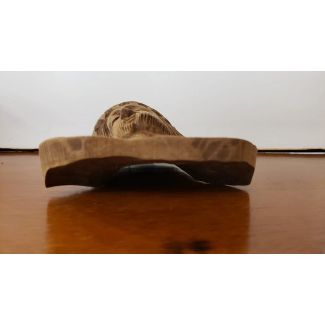 American Vintage Wooden Hand Carved Jesus Face Sculpture For Sale - Image 3 of 6