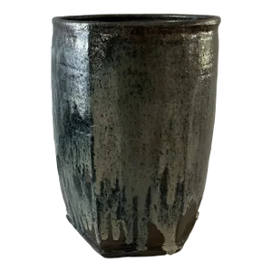 Large Glazed Ceramic Hexagon Vessel by Danish Ceramist Gutte Eriksen